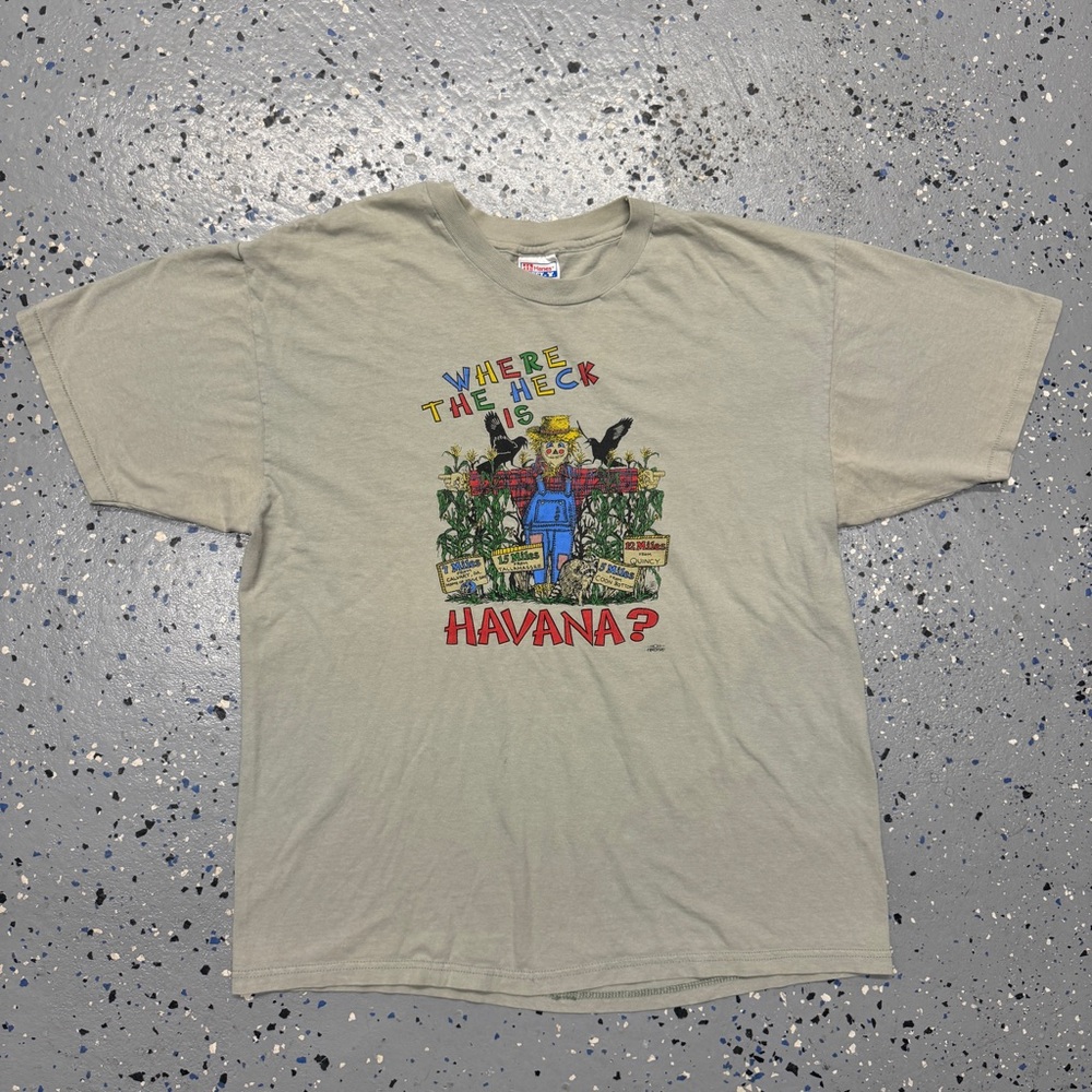 Vintage 90s Hanes Where Is The Havana Humor Funny Graphic Shirt Single Stitch XL